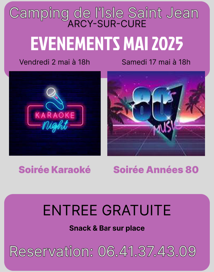 Photo de l'affiche présentant les évènements à venir pour le mois de mai 2025